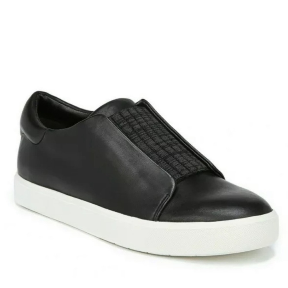 VINCE Cantara Italian Leather Sneaker, Black Slip On, Designer Shoes 1” Platform